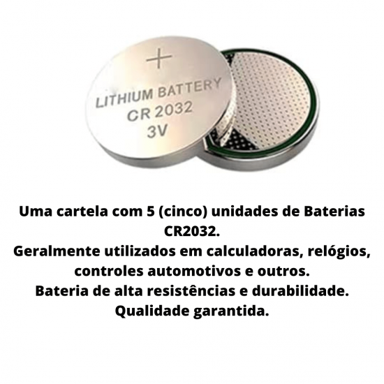 Pilha bateria original cr2032 3v botão moeda cartela 5 cr2032c5