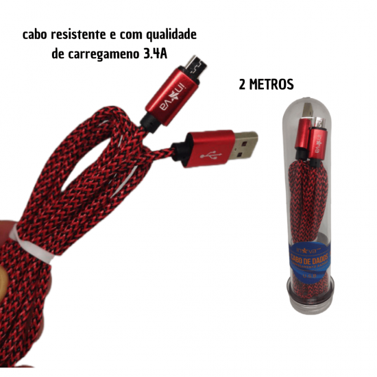 Cabo INOVA PRIME  Turbo Rápido V8/Micro USB Dados 2 Metro TUBINHO CBO-5893