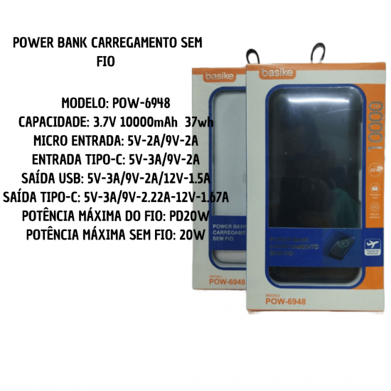 Carregador Portátil Powerbank 10000mah Wireless Charger Indução Sem Fio INOVA Original