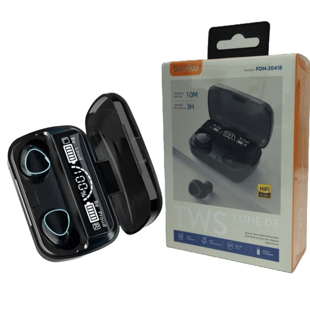 Fones de ouvido Bluetooth, fones de ouvido Bluetooth sem fio TWS com estojo  de carregamento digital de LED, fones de ouvido intra-auriculares
