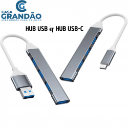Hub Usb & Hub Usb-c 3.0 4 Portas Expansor Rapido 5 Gbps Alta Velocidade slim