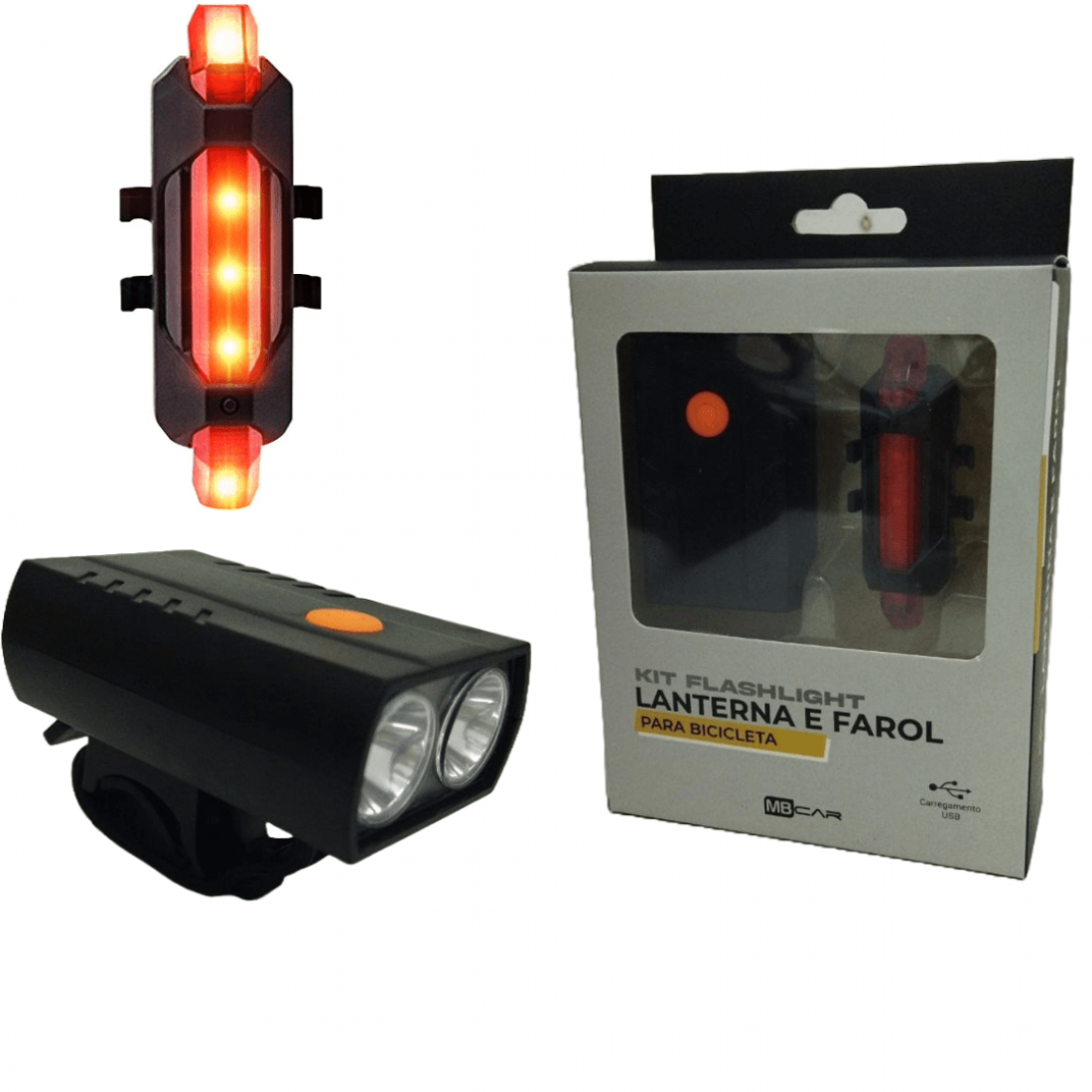 Kit Lanterna e Farol Bicicleta Bike Luz Ultra Led a resistente a água