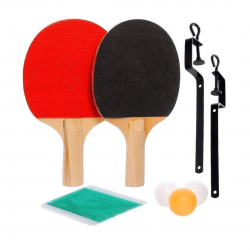 KIT Ping Pong Tênis de Mesa C/ 2 Raquetes Anatômicas, 3 Bolas, 1 Rede e 2 Suportes