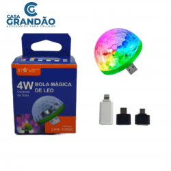 Mini Globo RGB Led Colorido Lampada USB  Celular Festa Dj Sound Som Musica Muda Cor com o Som Strobe INOVA PRIME