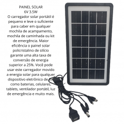 Painel Carregador Solar 5 em 1 Portátil com uso domestico e Viagem