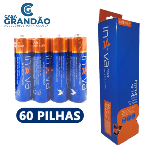 Pilha AAA Palito & Pilha AA Comum  Inova Prime (tubinho com 60 pilhas)