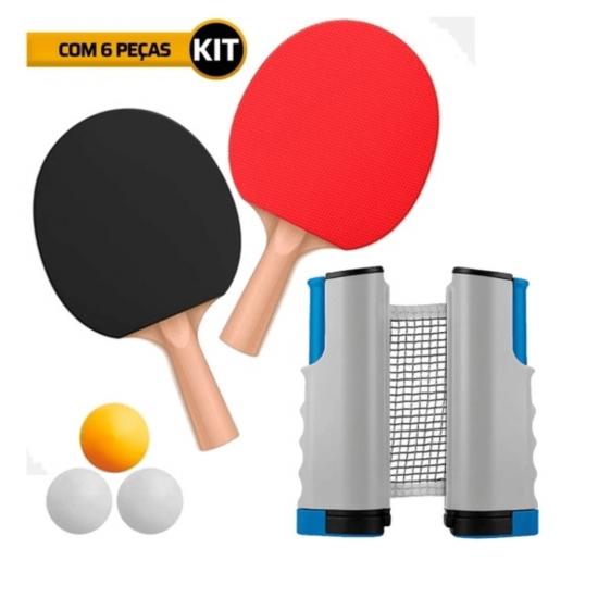 Ping Pong Tênis de Mesa Kit 2 Raquetes Rede Retrátil 3 Bolas